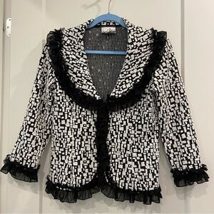 Joseph Ribkoff Black and White Ruffle Blazer